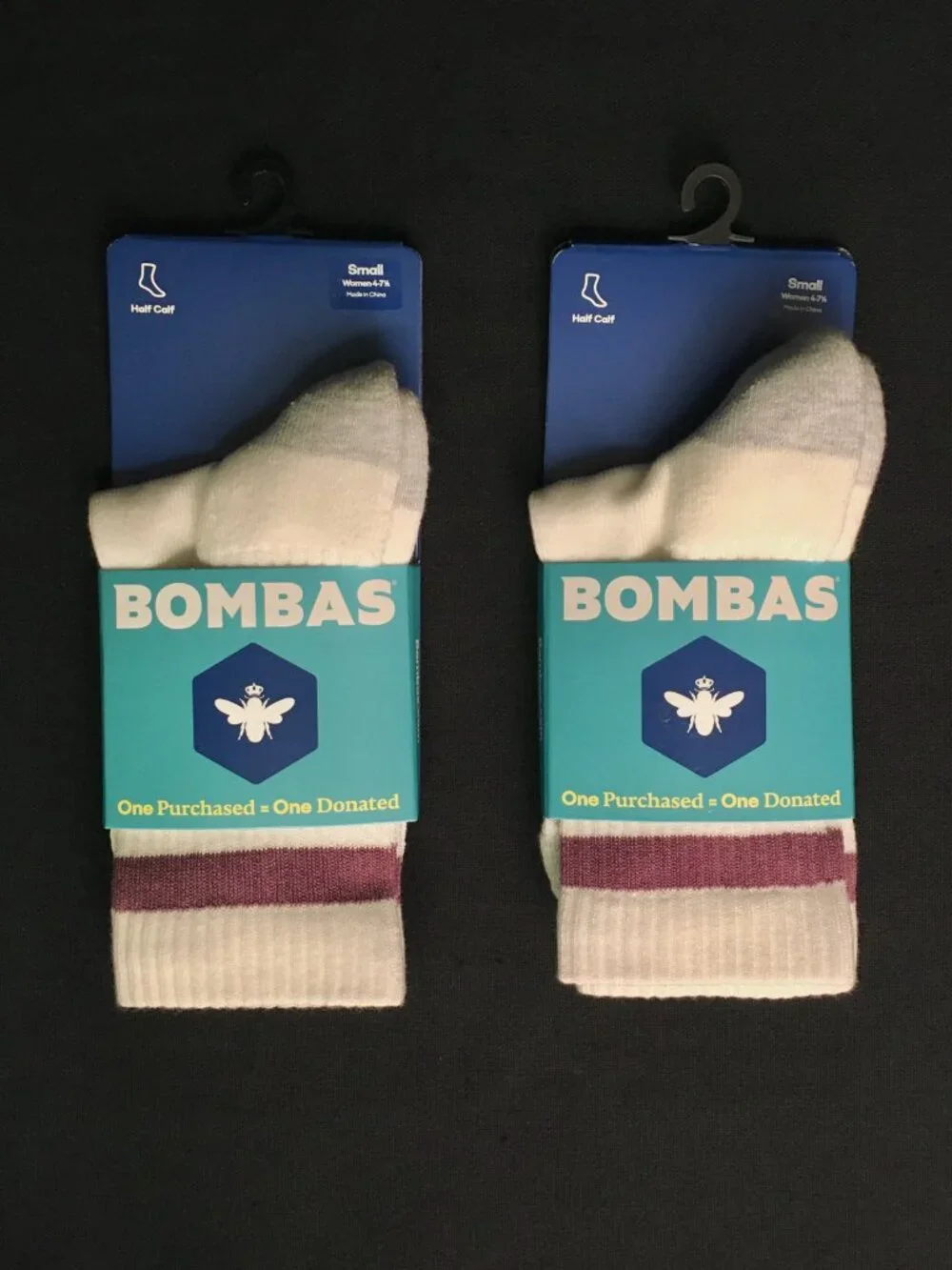 BOMBAS 2 x Pairs Vintage Stripes Cotton Blend Half Calf Socks Size 5-7.5US NWT